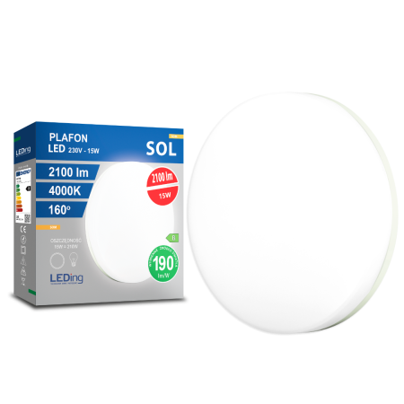 Plafon LED 15W 230V 2100lm SOL praca ciągła