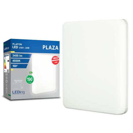 Plafon LED 24W 230V 3400lm PLAZA praca ciągła