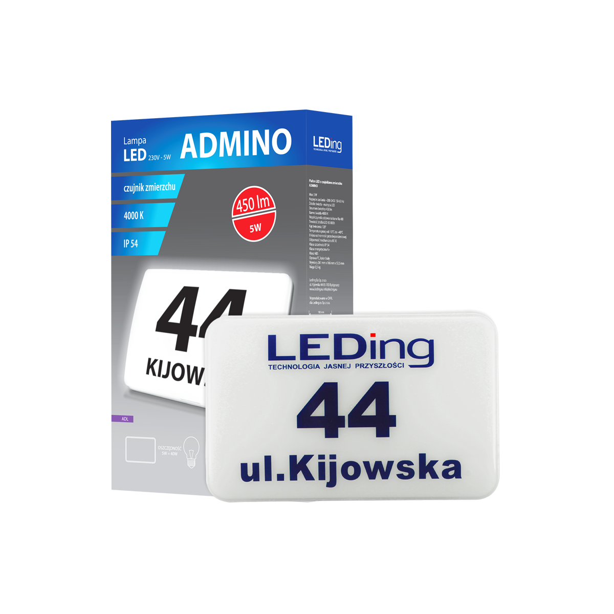 Plafon LED z czujnikiem zmierzchowym 5W 230V 450lm ADMINO