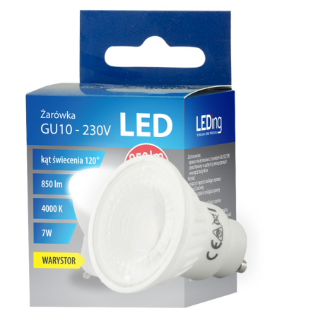 Żarówka LED GU10 7W 230V 850lm 3000K z warystorem