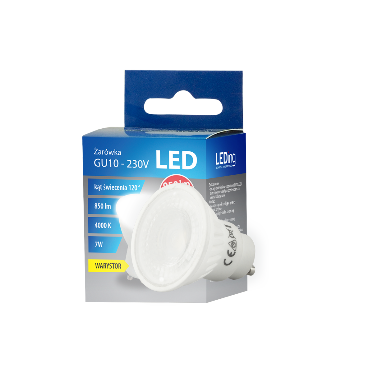 Żarówka LED GU10 7W 230V 850lm 3000K z warystorem