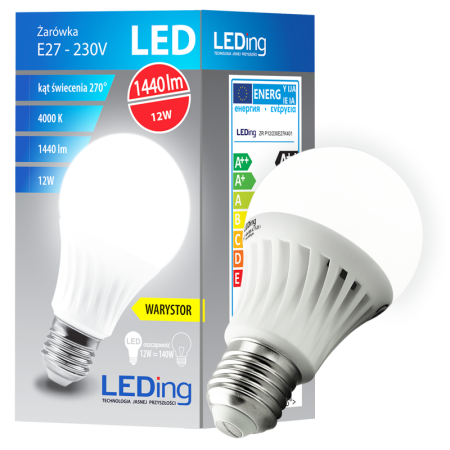 ŻARÓWKA LED E27 12W 230V 1440lm 4000K z warystorem