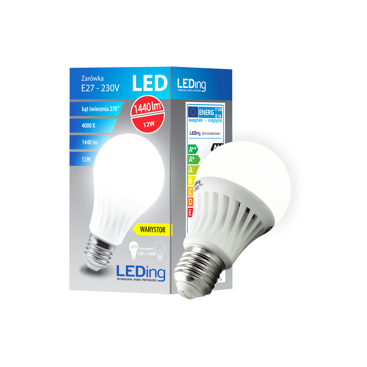 ŻARÓWKA LED E27 12W 230V 1440lm 4000K z warystorem