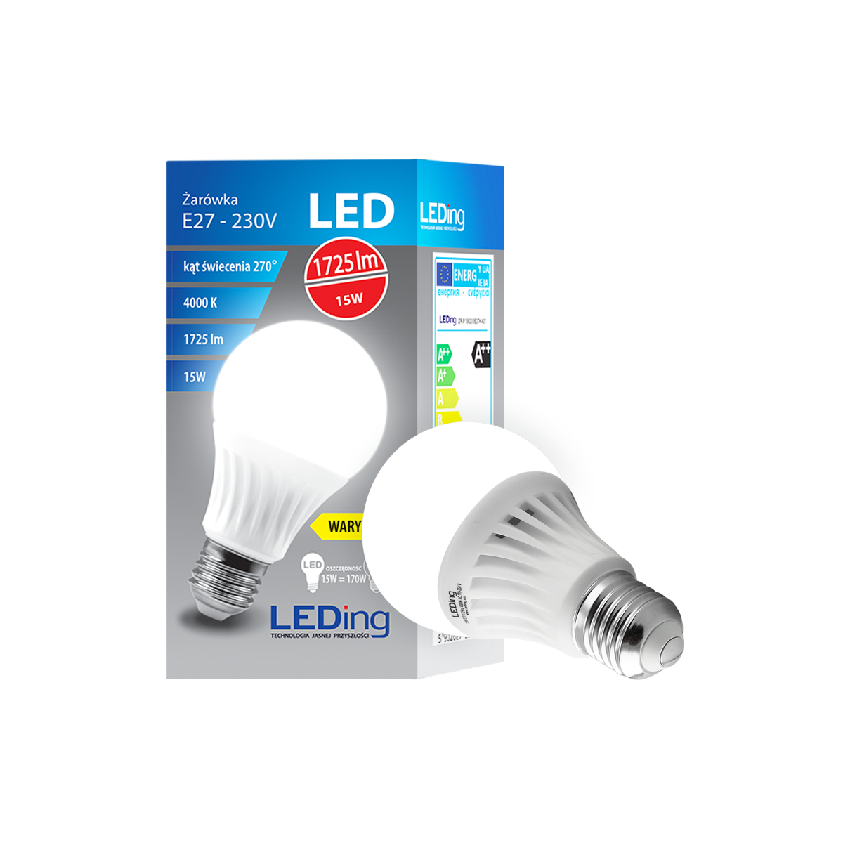 ŻARÓWKA LED E27 15W 230V 1725lm 4000K z warystorem