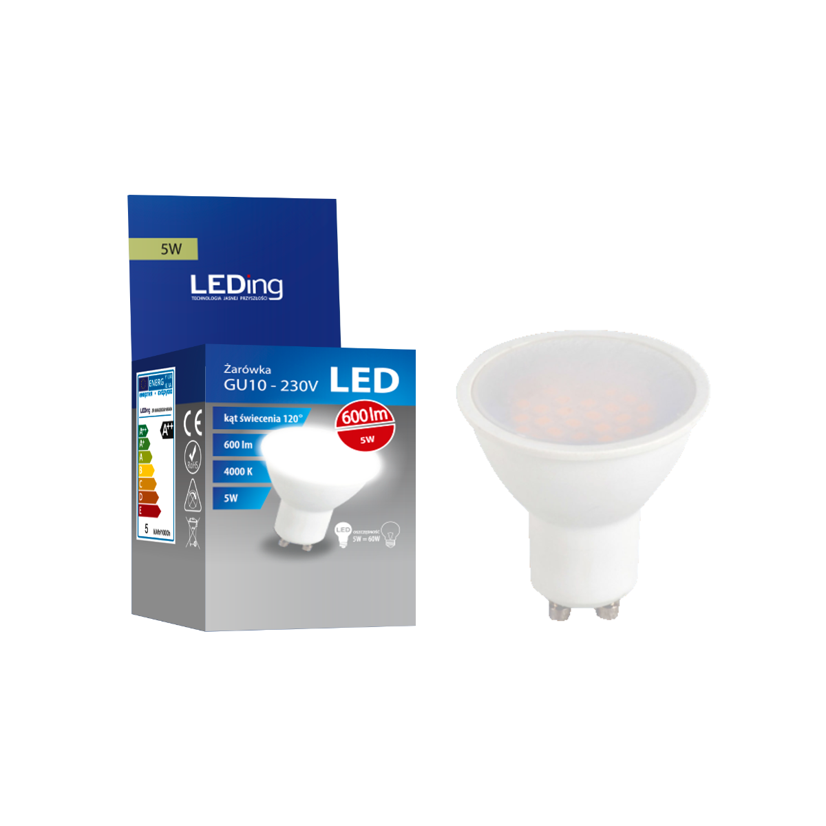 Żarówka LED GU10 5W 230V 400lm 4000K