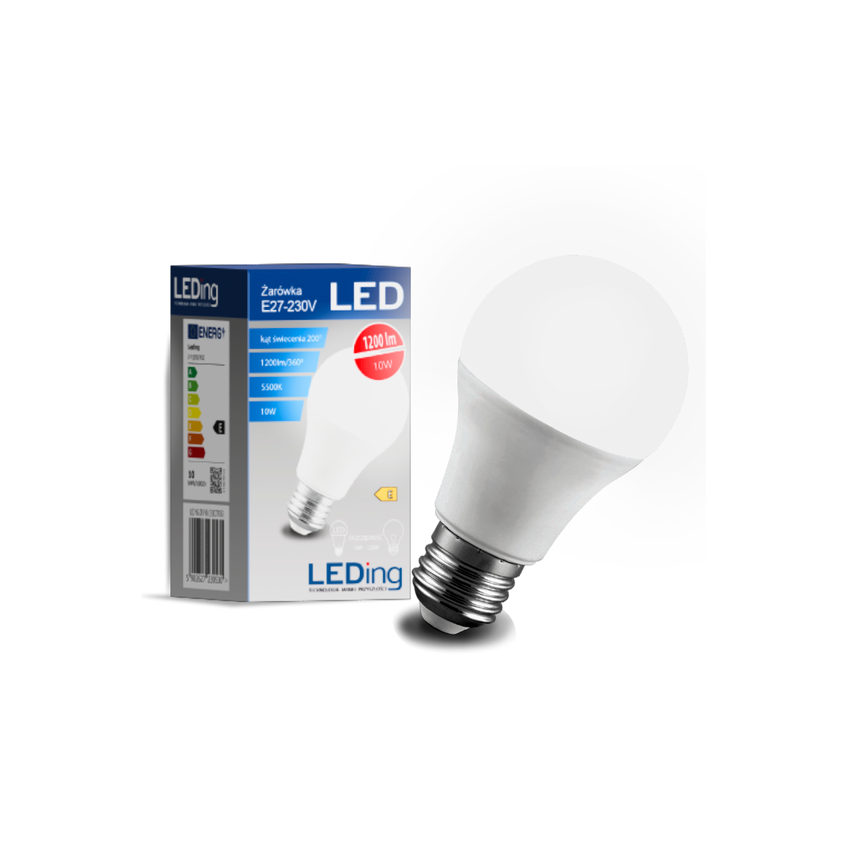 Żarówka LED E27 10W 230V 5500K pół bańka