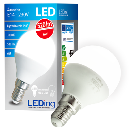 Żarówka LED E14 6W 230V 3000K pół bańka