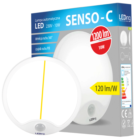 Plafon autom. LED 10W 230V SENSO PIR z modułem awaryjnym