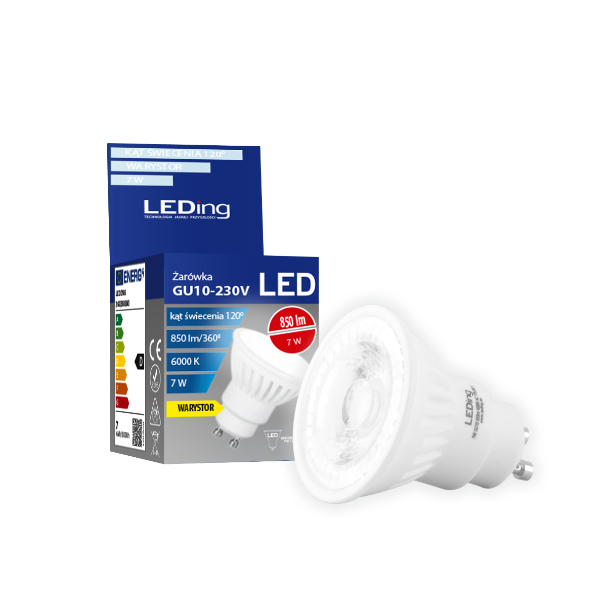 Żarówka LED GU10 7W 230V 850lm 6000K z warystorem