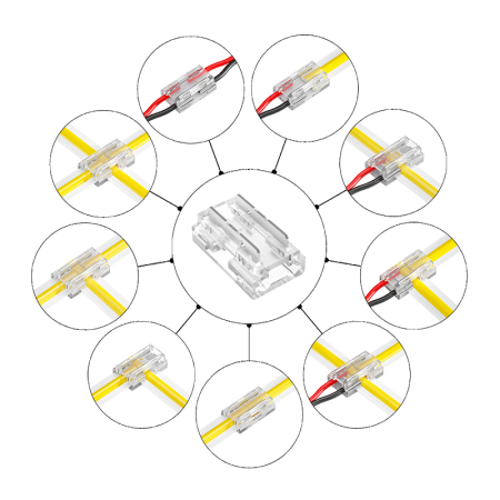 Złączka wielofunkcyjna 9w1 do taśm LED CINTA 5 mm COB – T, L, krzyż, zasilanie | 2-piny | IP20 | DC 3–24V / 5 A