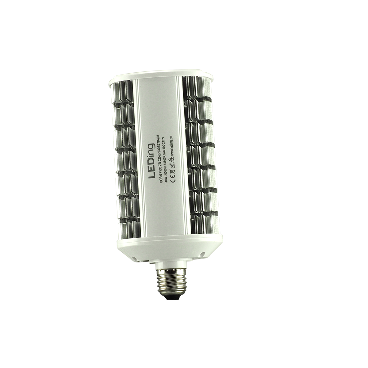 Żarówka LED typu CORN PRO o mocy 40W z radiatorem chłodzącym, przeznaczona do wymiany tradycyjnych świetlówek.